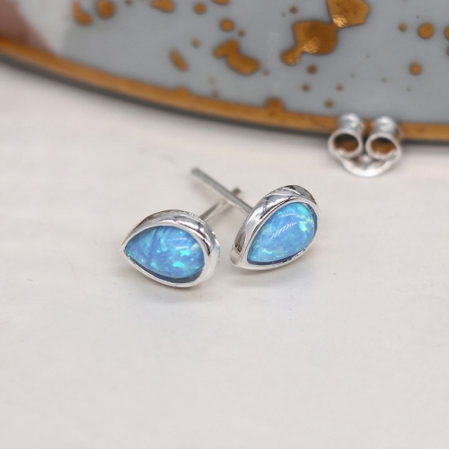 Sterling Silver Blue Opal Teardrop Earrings by Peace of Mind